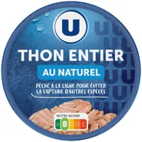 Thon listao entier au naturel pêche à la ligne boîte de 93g