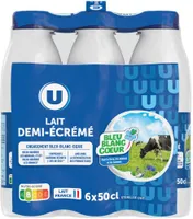 Lait UHT demi-écrémé Bleu Blanc Coeur - 6 bouteilles de 50cl