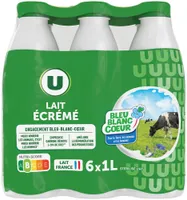 Lait écrémé Bleu Blanc Coeur - 6 bouteilles de 1L