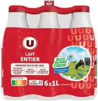 Lait UHT entier Bleu Blanc Coeur - 6 bouteilles de 1L
