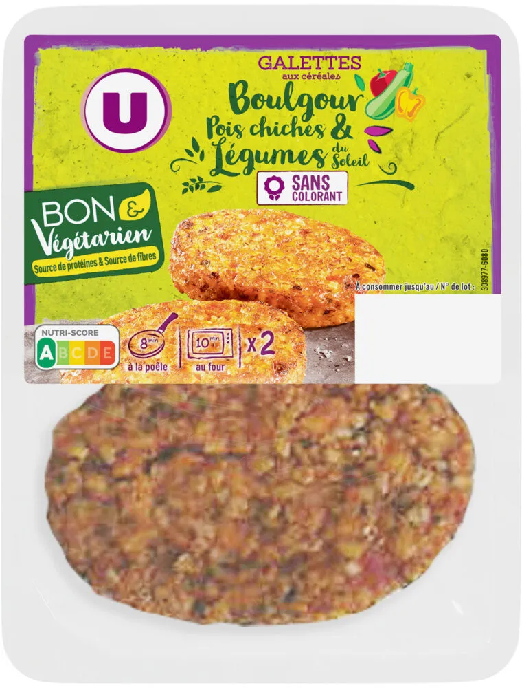 Galette boulgour, pois chiche et légumes du soleil bon et végétarien -x2 200g