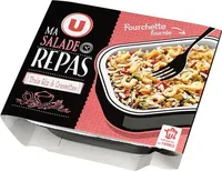 Salade thaï crevette 3 riz avec fourchette,