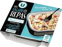 Salade taboulé au thon pêché ligne avec fourchette,
