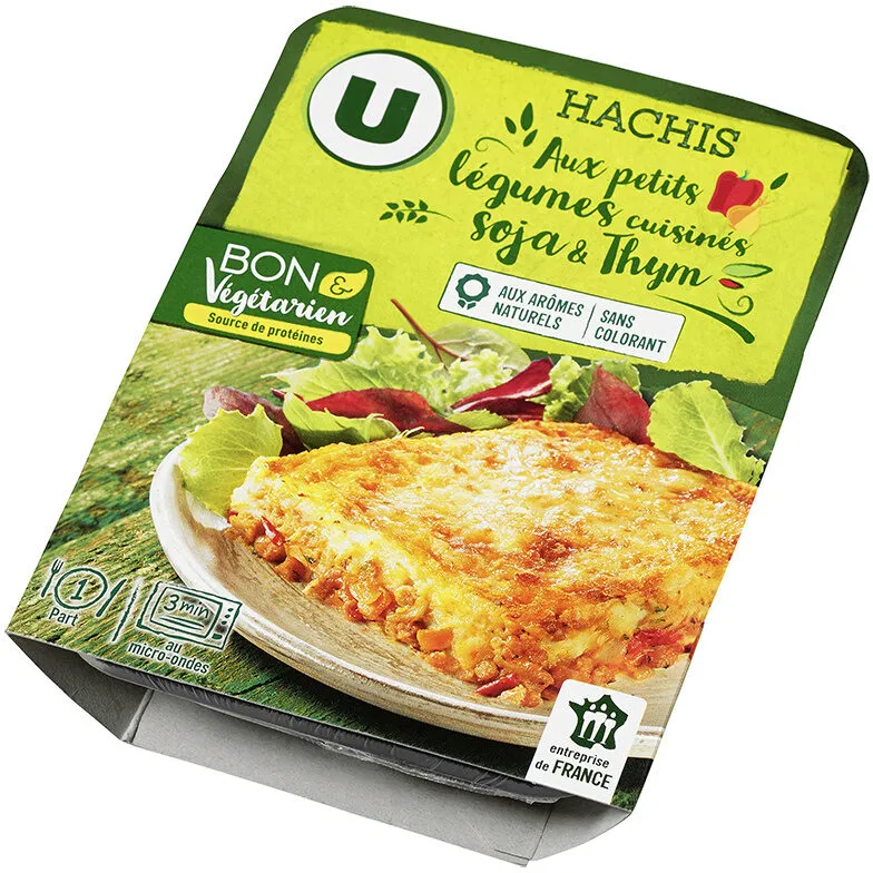 Hachis végétarien aux légumes cuisinés, protéines de soja, thym et basilic