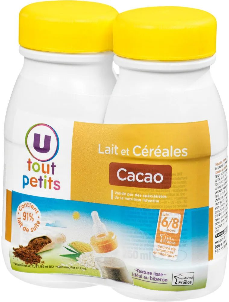 Lait et céréales goût cacao