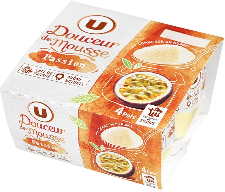 Spécialité laitière sucrée douceur de mousse aux fruits de la passion