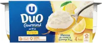 Fromage frais nature sous mousse de crème fouettée sur lit de citron