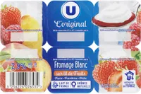 Fromage blanc frais sur lit de fruits, fraise/framboise/pêche, 6x60g