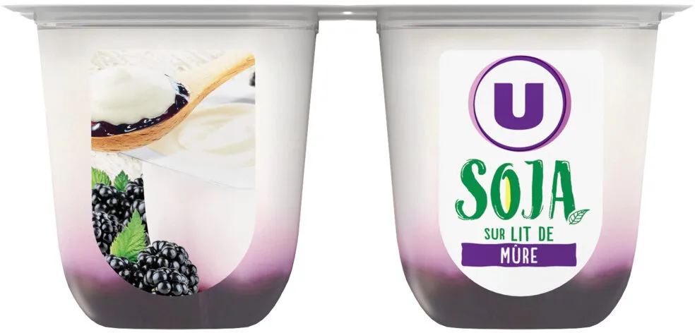 Dessert végétal au lait de soja sur lit de mûre 4 pots x100g