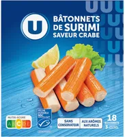 Bâtonnets de préparation à base de chair de poissons saveur crabe - x18 - 288g