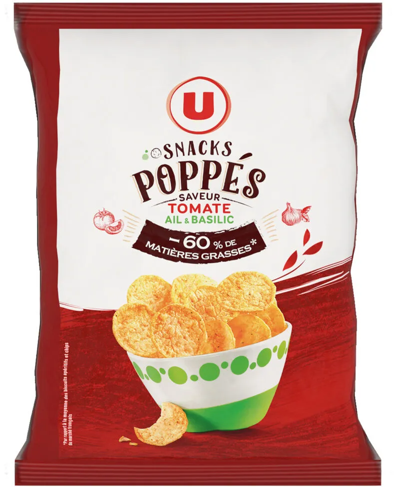 Snacks poppes saveur tomate ail basilic sachet de 85g