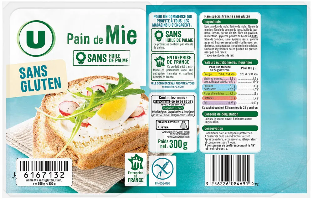 Pain de mie sans gluten , 300g