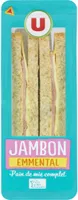 Sandwich au pain complet, jambon et emmental 145g