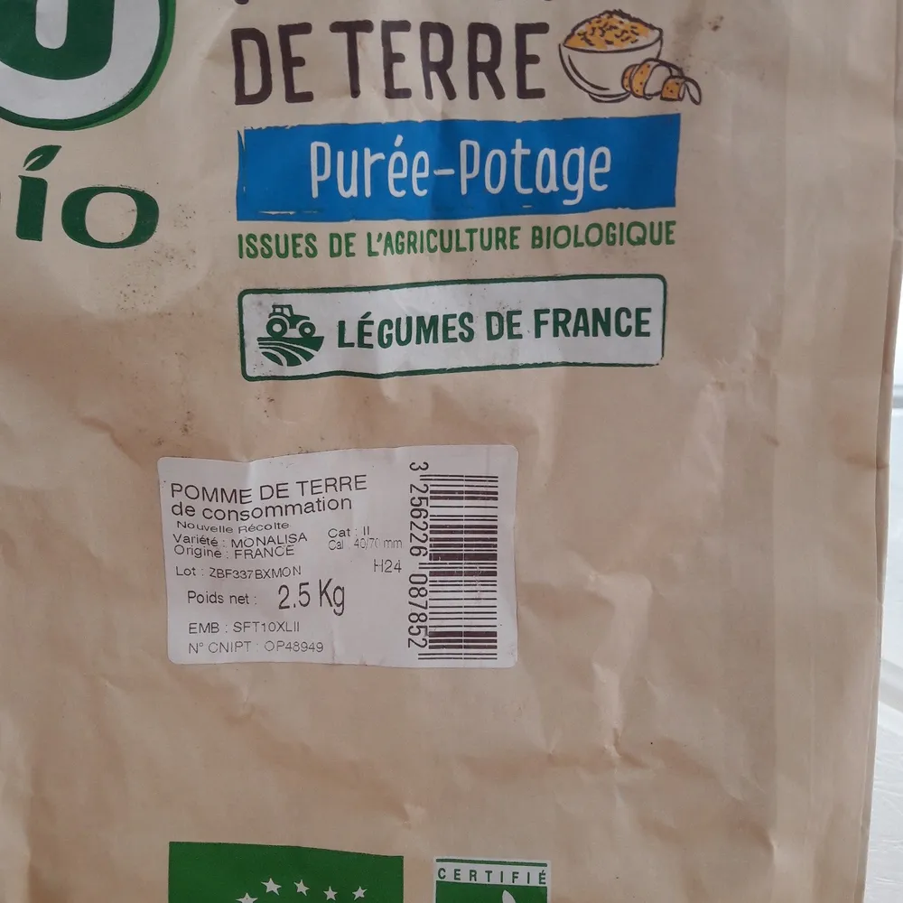 Pomme de terre Monalisa, De consommation, calibre 40/70mm catégorie 2