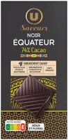 Chocolat noir 74% de cacao d'Equateur Tablette de 100g