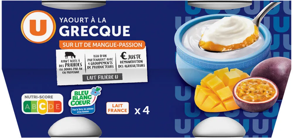 Yaourt à la grecque sur lit de mangue et passion 4x150g