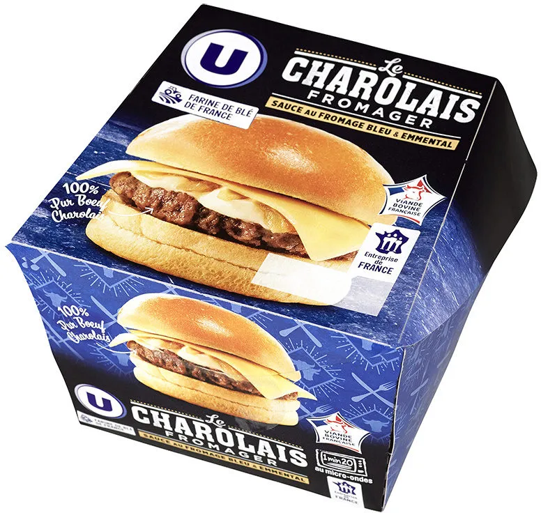 Burger Le Charolais fromager  boeuf sauce Fourme d'Ambert et emmental