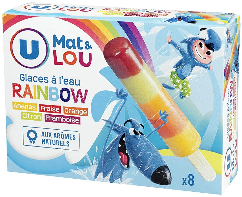Bâtonnets glace à l'eau aromatisée Rainbow - x8 - 320g