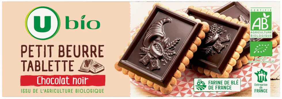 Tablette petit beurre au chocolat noir bio paquet de 150g