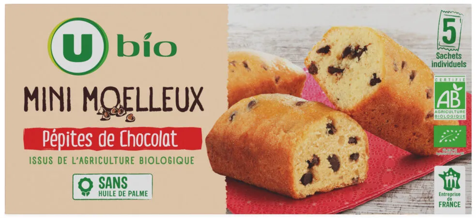 Gâteaux Mini moelleux bio aux pépites de chocolat 5 unités de 28g - 140g