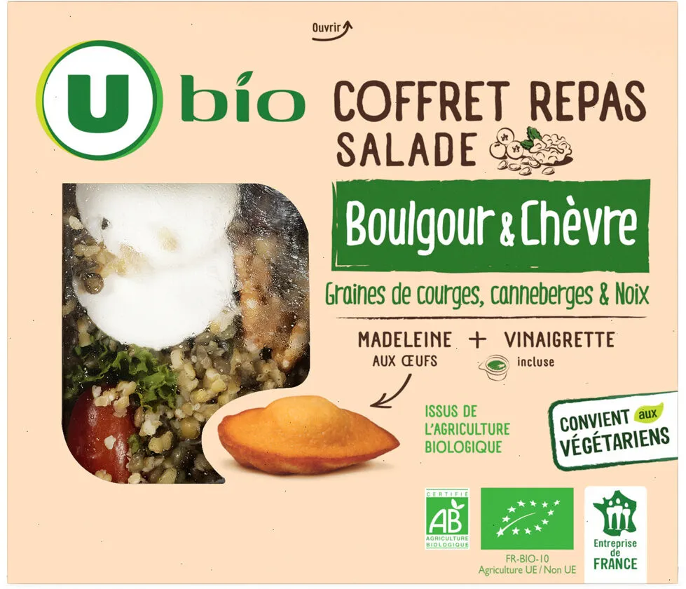 Coffret repas Salade boulgour & chèvre + 1 madeleine + vinaigrette 310g