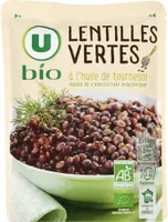 Lentilles vertes à l'huile de tournesol sachet micro-ondable de250g