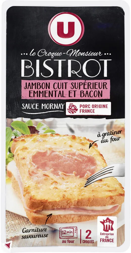 Croque bistrot jambon supérieur emmental et bacon 2x150g