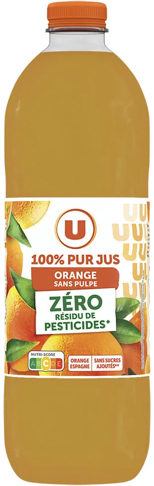 Pur jus d'orange sans pulpe, zéro résidu de pesticides, bouteille 2L