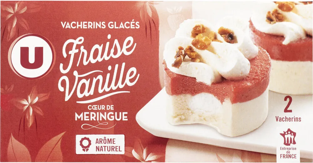 Vacherins glacés fraise vanille coeur meringue