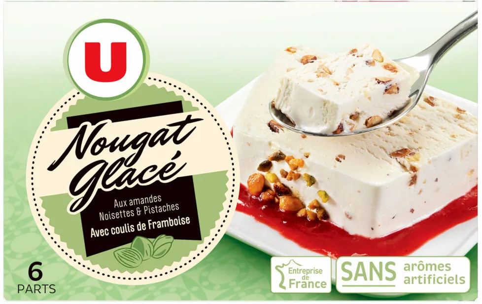 Nougat glacé avec sachet de coulis framboise 430g