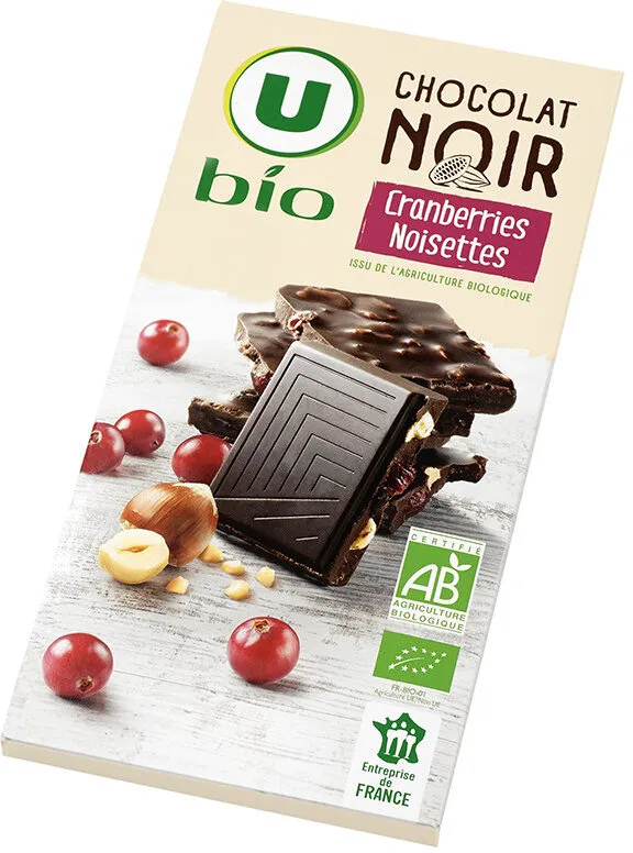 Chocolat noir cranberries noisettes