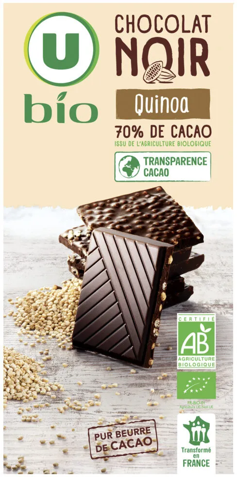 Chocolat noir 70% de cacao quinoa - Tablette 100g