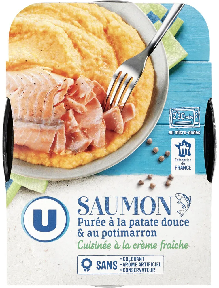Saumon purée à la patate douce et au potimarron cuisinée à la crème fraîche