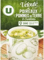 Soupe instantanée aux poireaux,pomme de terre et croûtons