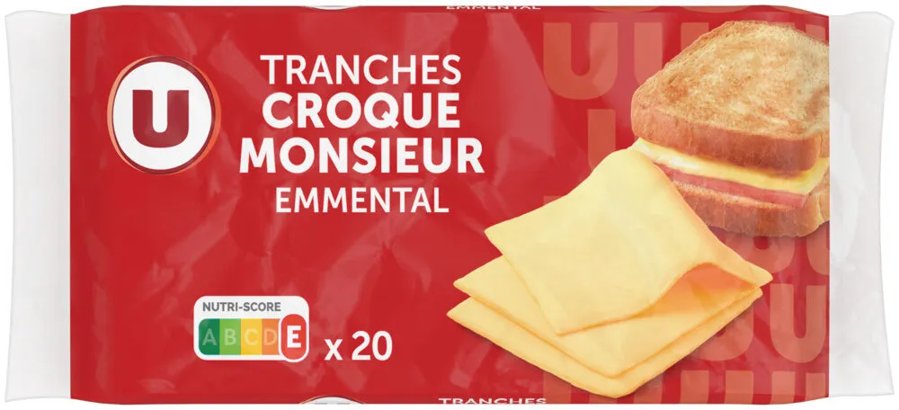 Fromage fondu à l'emmental pour croque monsieur 17%MG - 20 tranches,340g