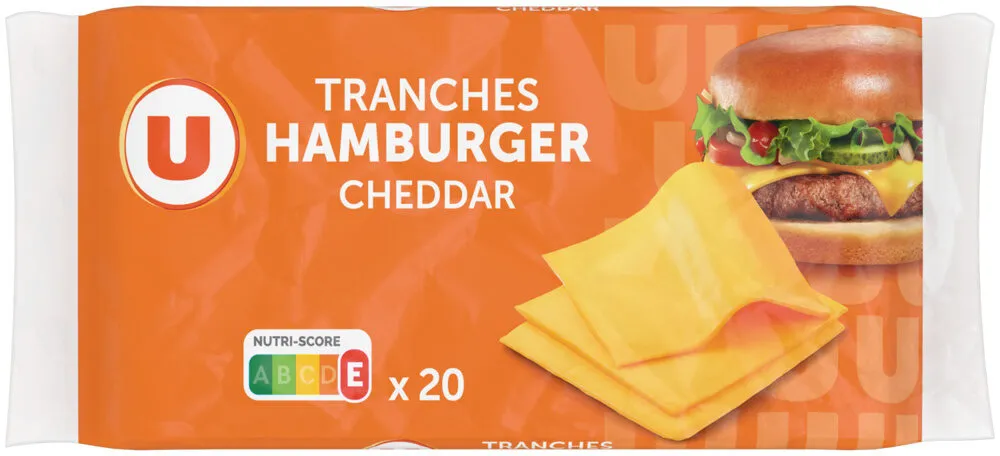 Tranches de fromage fondu au cheddar pour hamburger 19% de MG, x20 -340g