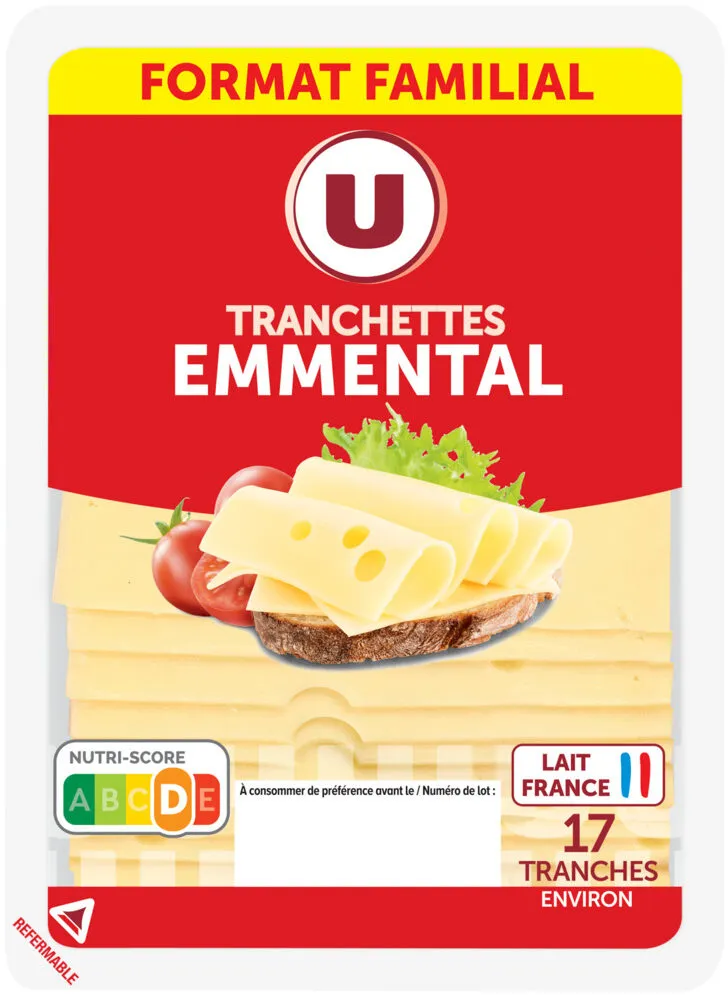 Emmental pasteurisé 30%MG, tranchettes, 350g