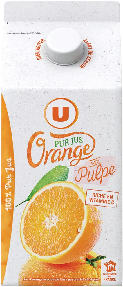 Pur jus réfrigéré orange pulpée flash pasteurisé