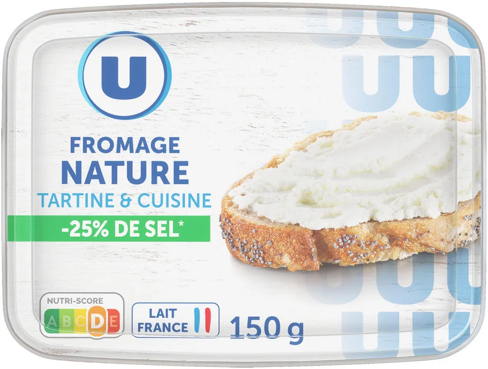 Fromage à tartiner nature à teneur réduite en sel 22% de MG