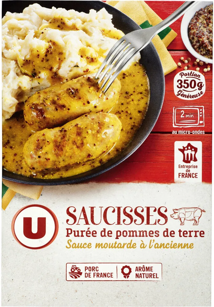Saucisses purée de pommes de terre sauce moutarde à l'ancienne