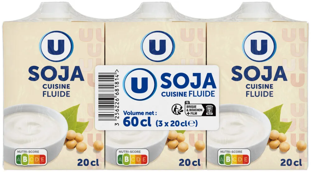 Soja cuisine végétal fluide brique de 3x20cl