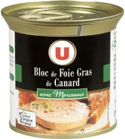 Bloc de foie gras de canard avec 30% morceaux, boîte 200g