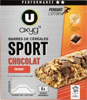 Barres de céréales énergie chocolat, x6, 126g