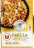 Paëlla au poulet moule du Pacifique chorizo et riz cuisiné
