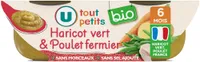 Plat bébé du midi Haricots verts poulet, de 6 à 12 mois - 2x200g - Repas bébé
