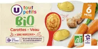 Bols de carottes et veau sans morceaux U_TOUT_PETITS Bio
