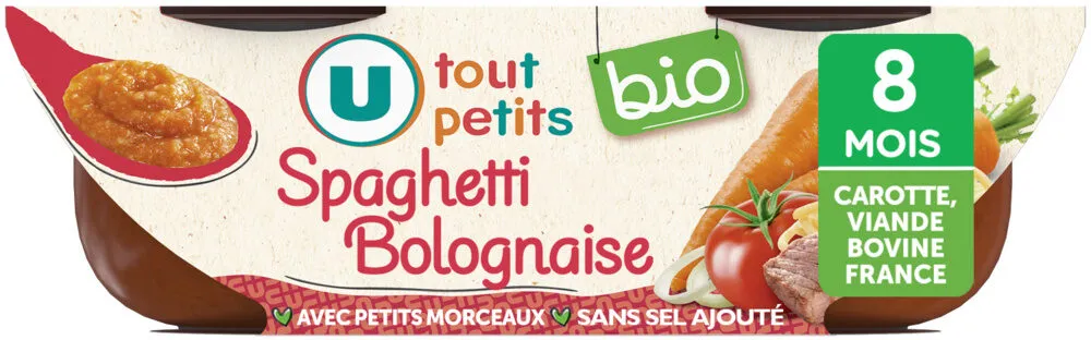 Plat bébé du midi Spaghetti bolognaise, dès 8 mois -2x200g - Repas bébé
