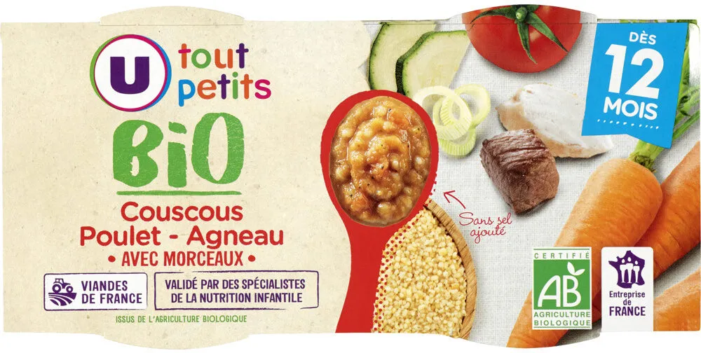 Plat bébé du midi Couscous poulet agneau, dès 12 mois - 2x200g - Repasbébé