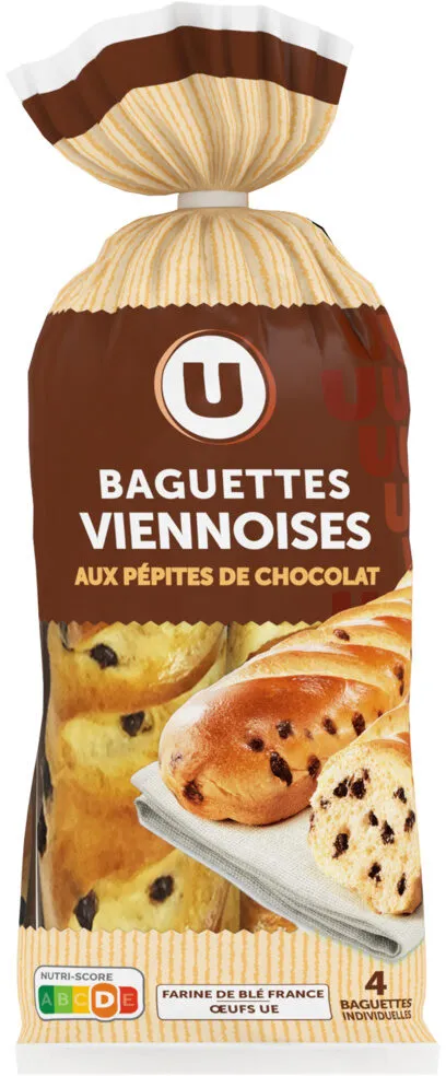 Baguettes viennoises aux pépites de chocolat x4 - 400g