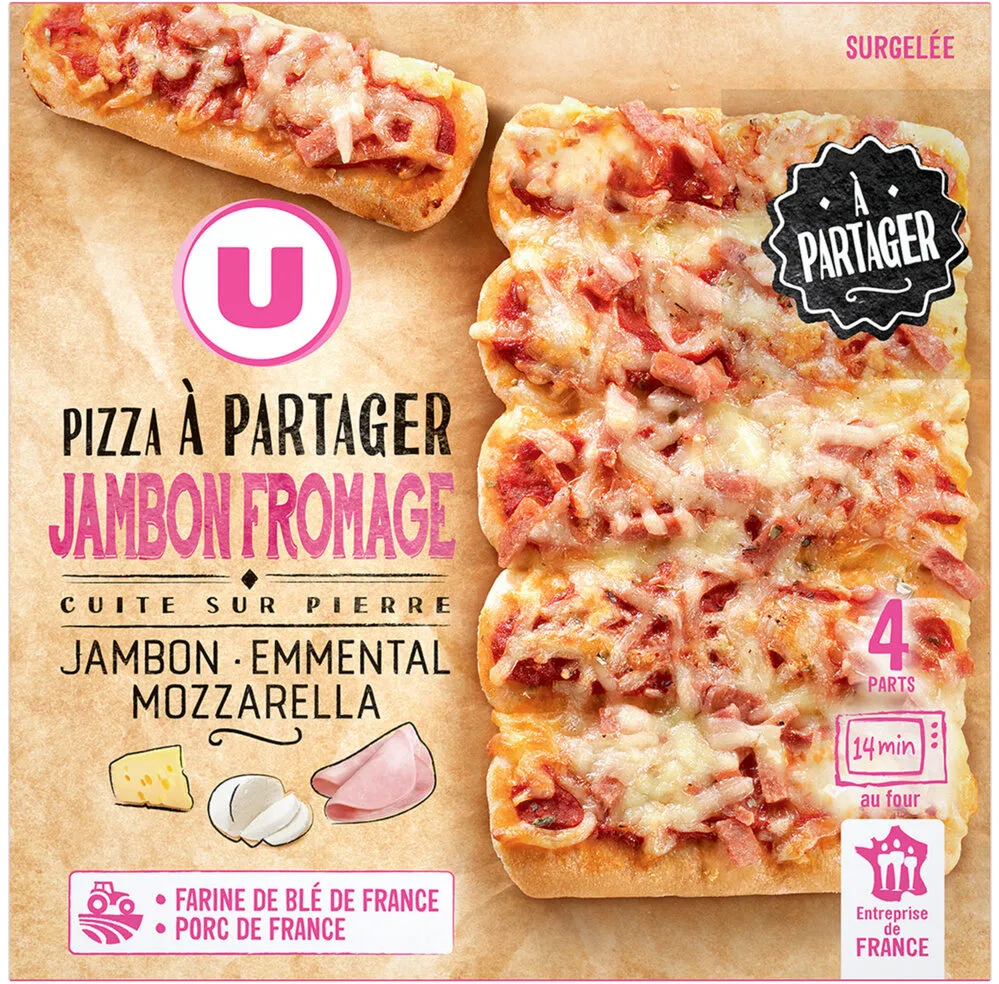 Pizza à partager jambon fromage 500g